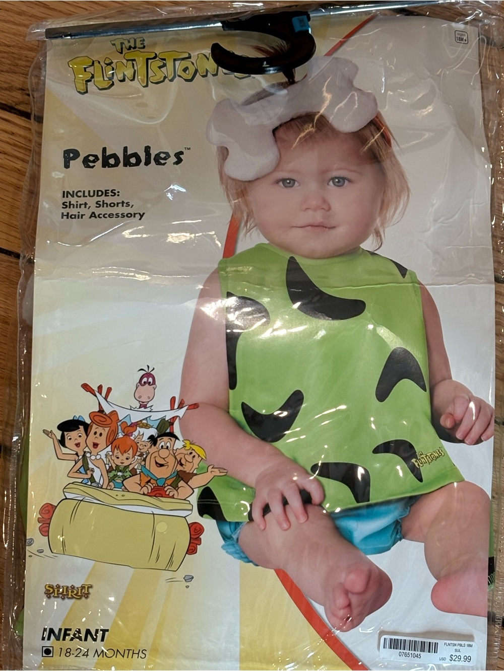 Flintstones Toddler Baby Pebbles Green w Bone Headband 18-24 months - Picture 2 of 2
